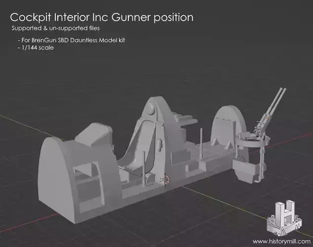 Cockpit interior for 144 scale SBD 5 Dauntless model kit  3D print model