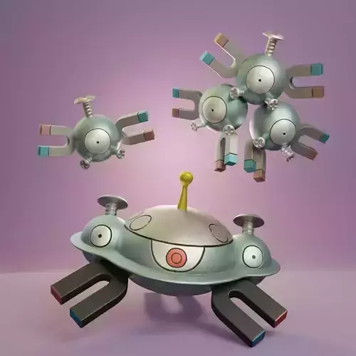 Pokemon - Magnemite Magneton and Magnezone with 2 poses 3D print model