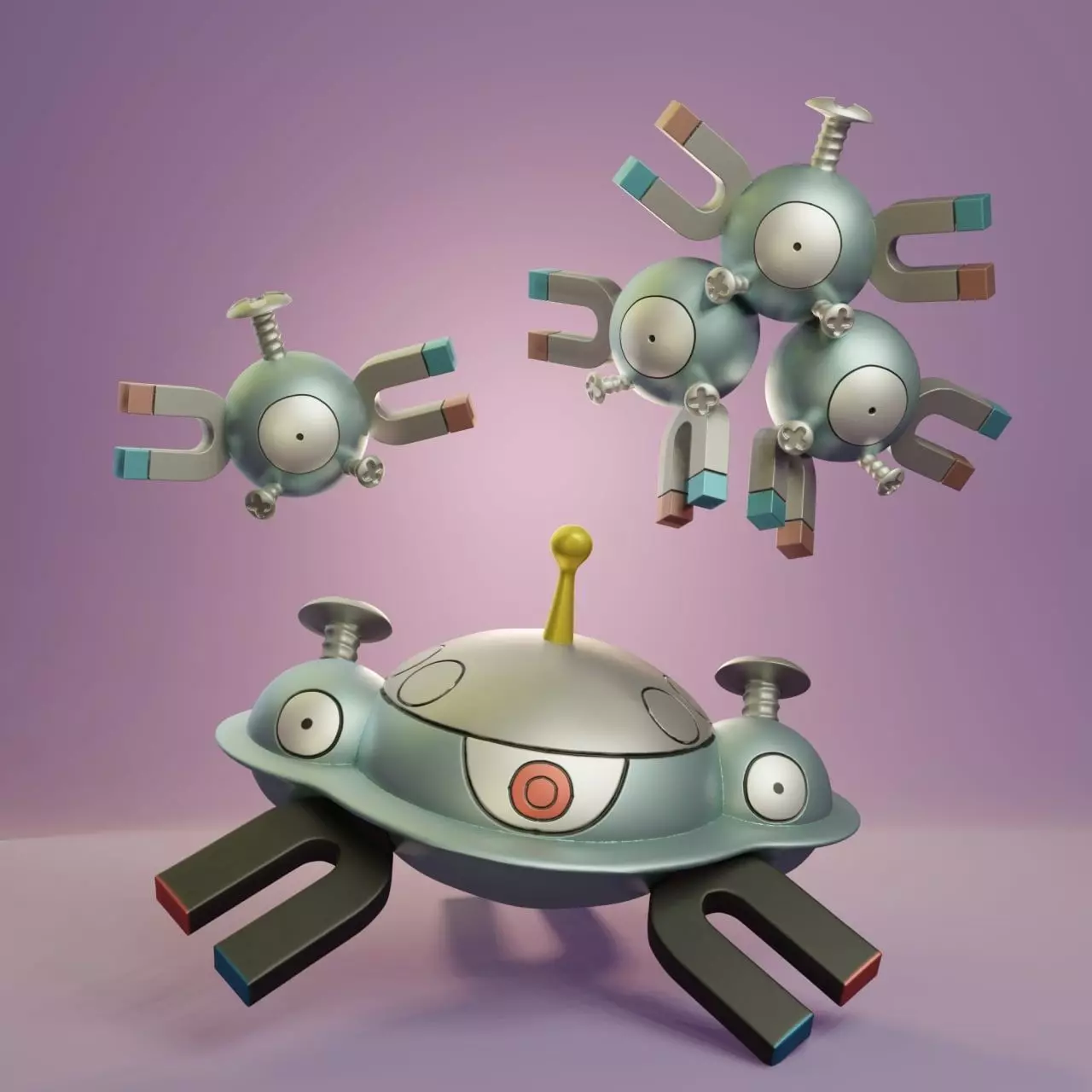 Pokemon - Magnemite Magneton and Magnezone with 2 poses 3D print model_0