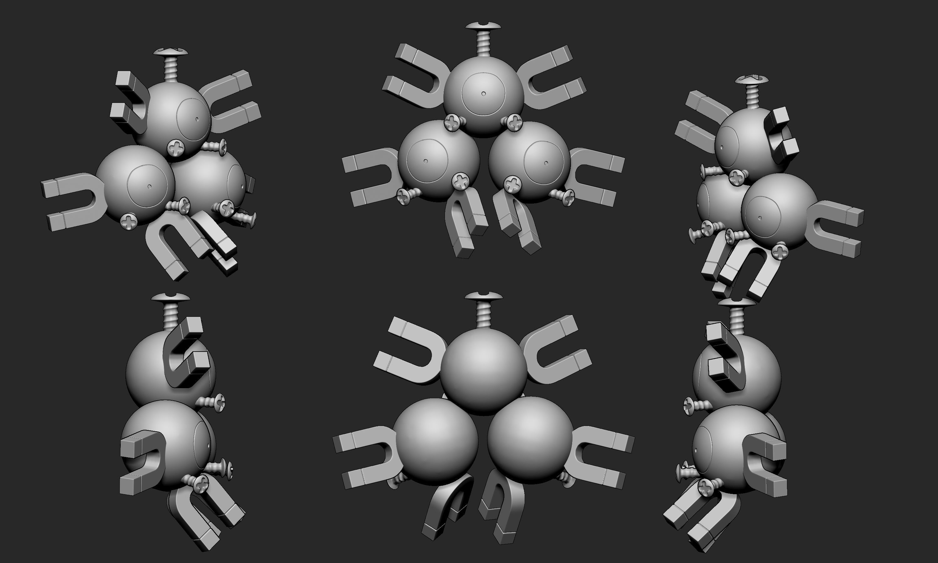 Pokemon - Magnemite Magneton and Magnezone with 2 poses 3D print model_17