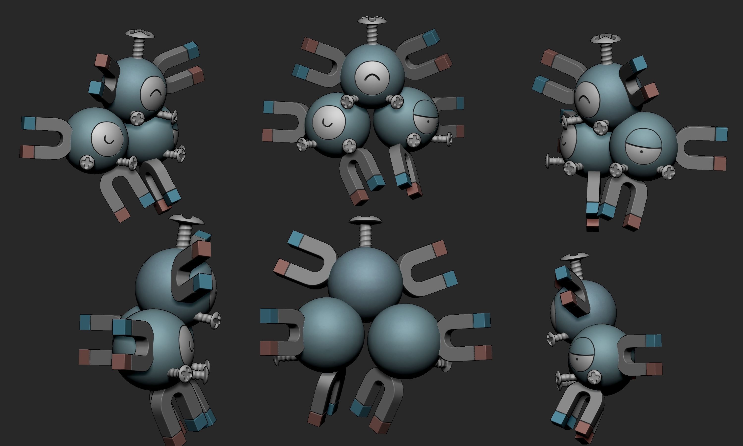 Pokemon - Magnemite Magneton and Magnezone with 2 poses 3D print model_18