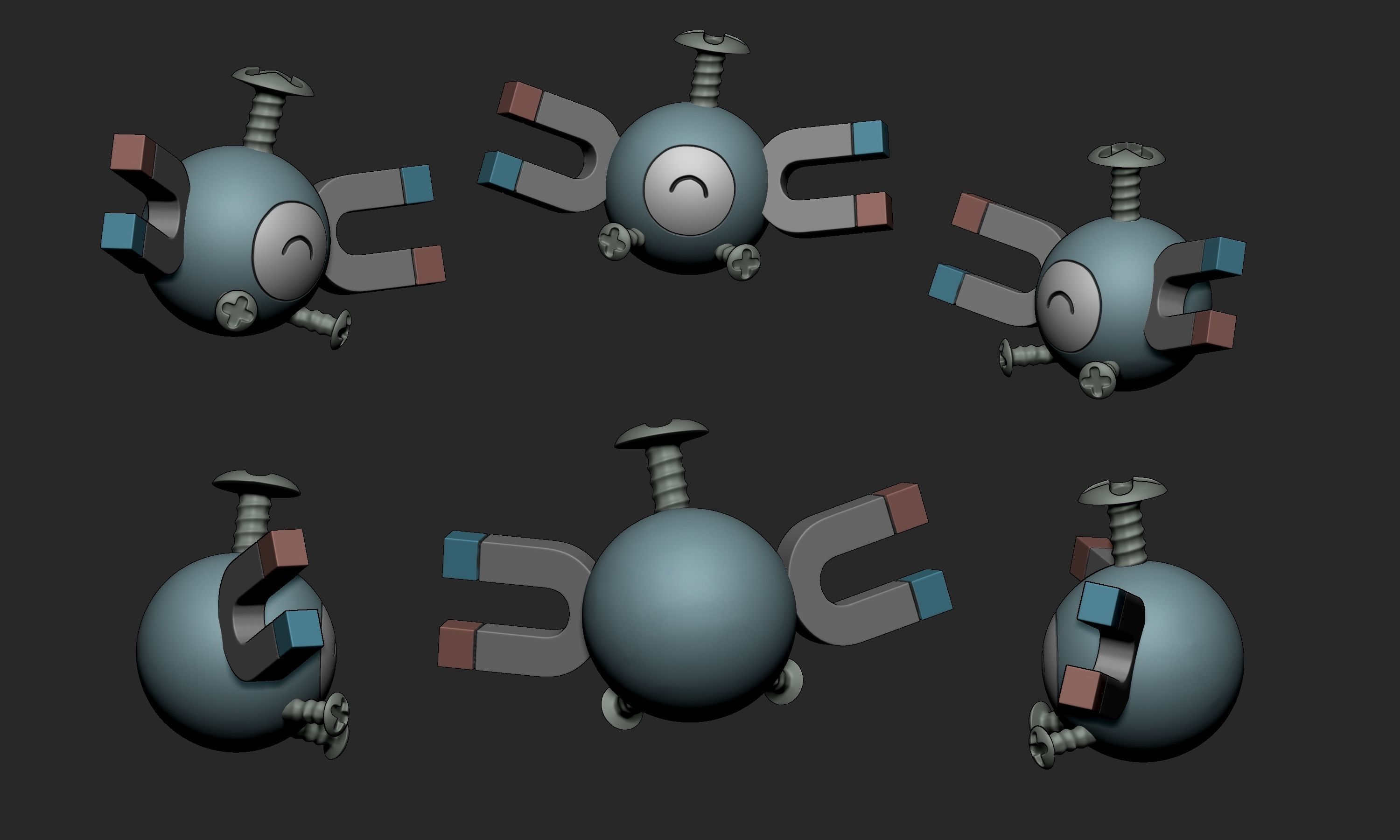 Pokemon - Magnemite Magneton and Magnezone with 2 poses 3D print model_7