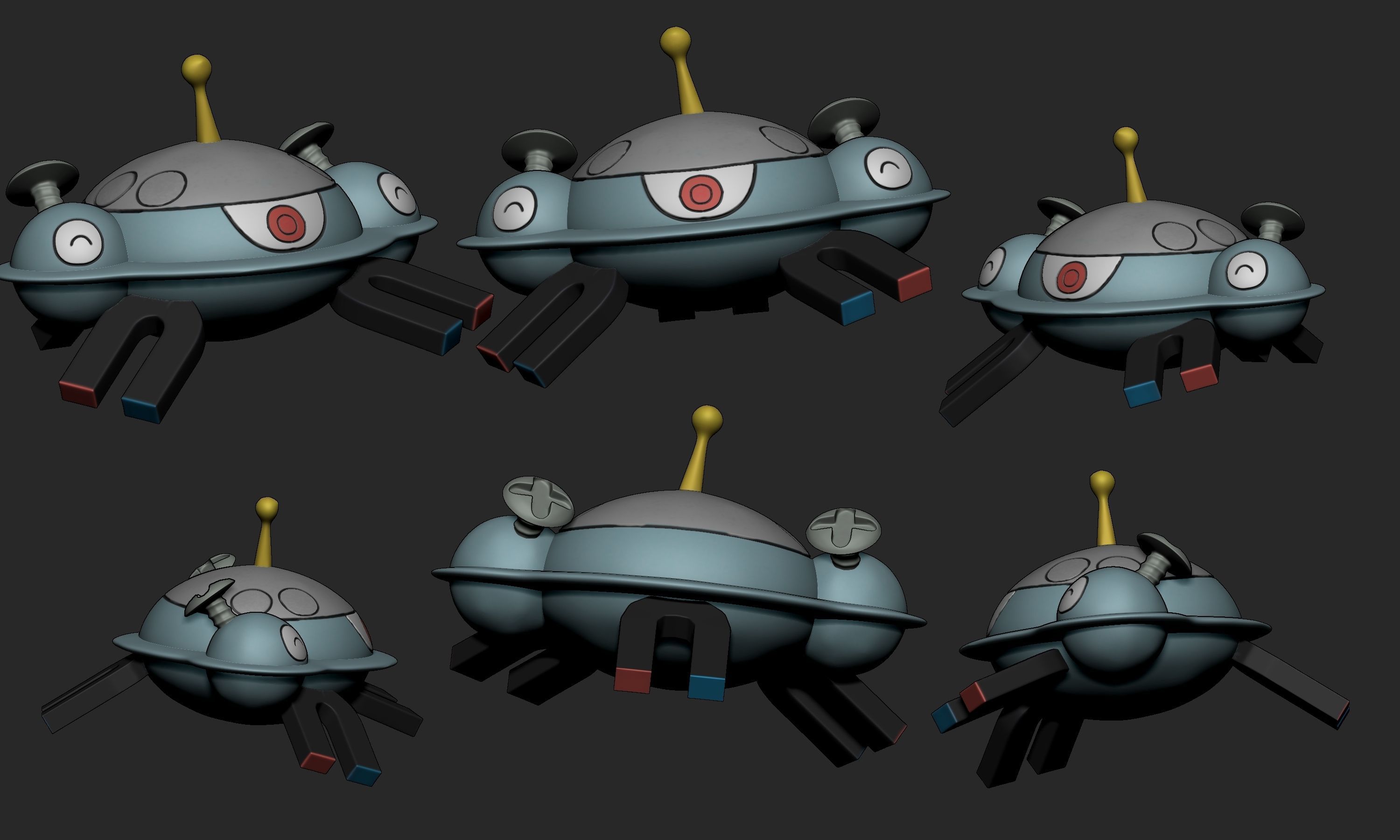 Pokemon - Magnemite Magneton and Magnezone with 2 poses 3D print model_24