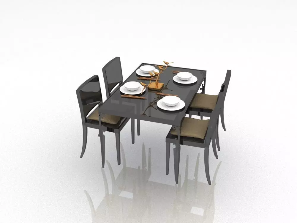 tables dining table and chairs 3D model_0