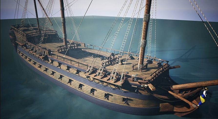 Seventy-four gun ship Low-poly 3D model_31