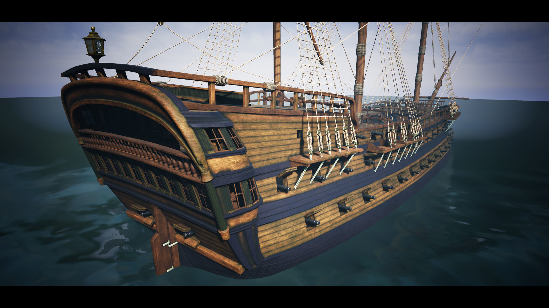 Seventy-four gun ship Low-poly 3D model_10