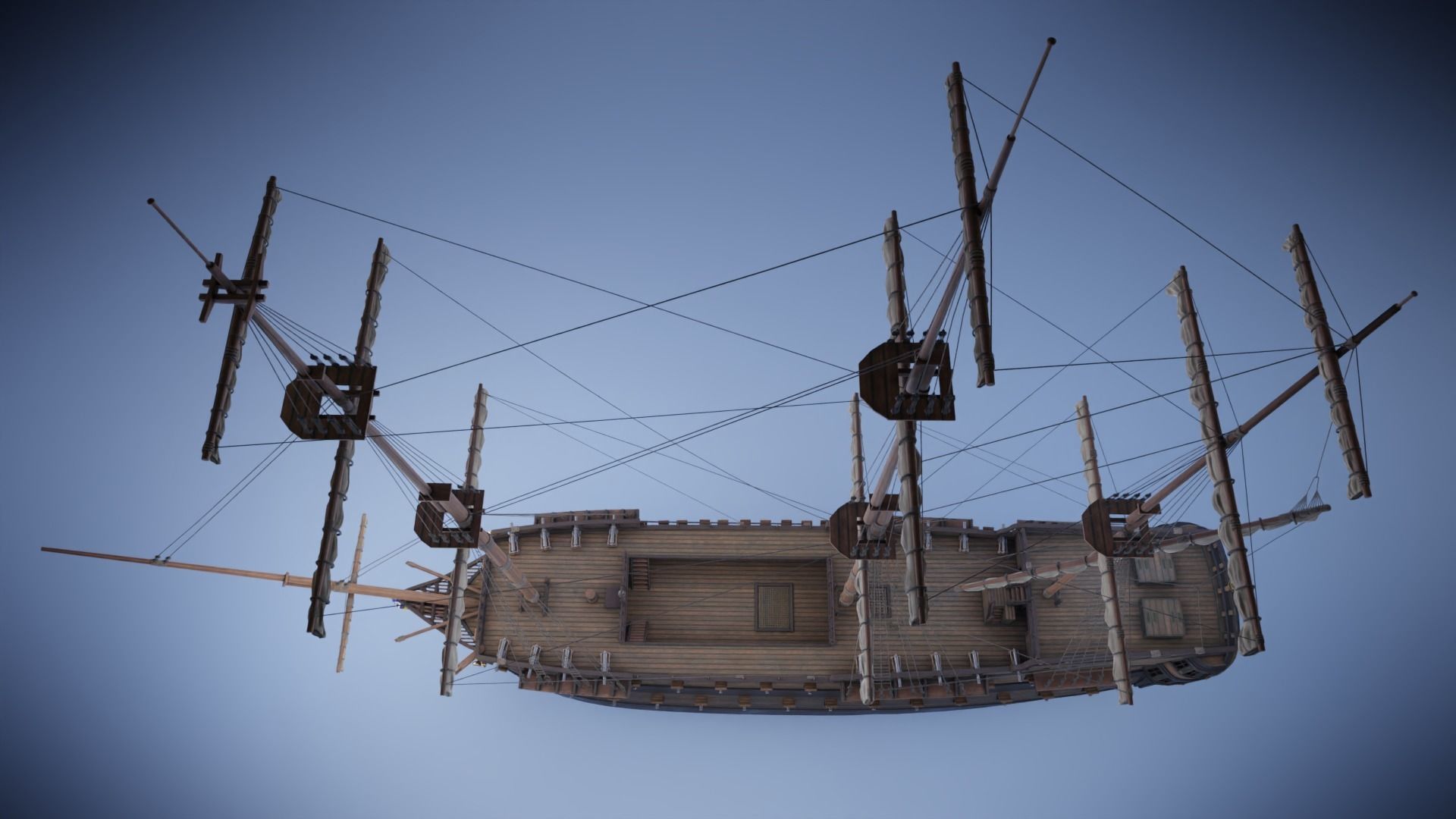 Seventy-four gun ship Low-poly 3D model_22