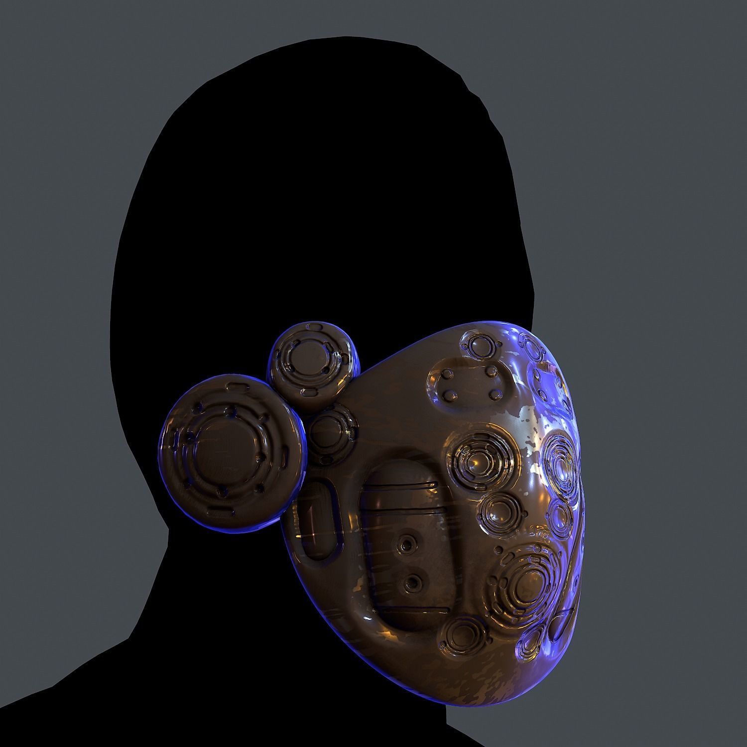 Gas mask helmet scifi Low-poly character art game space  Low-poly 3D model_5