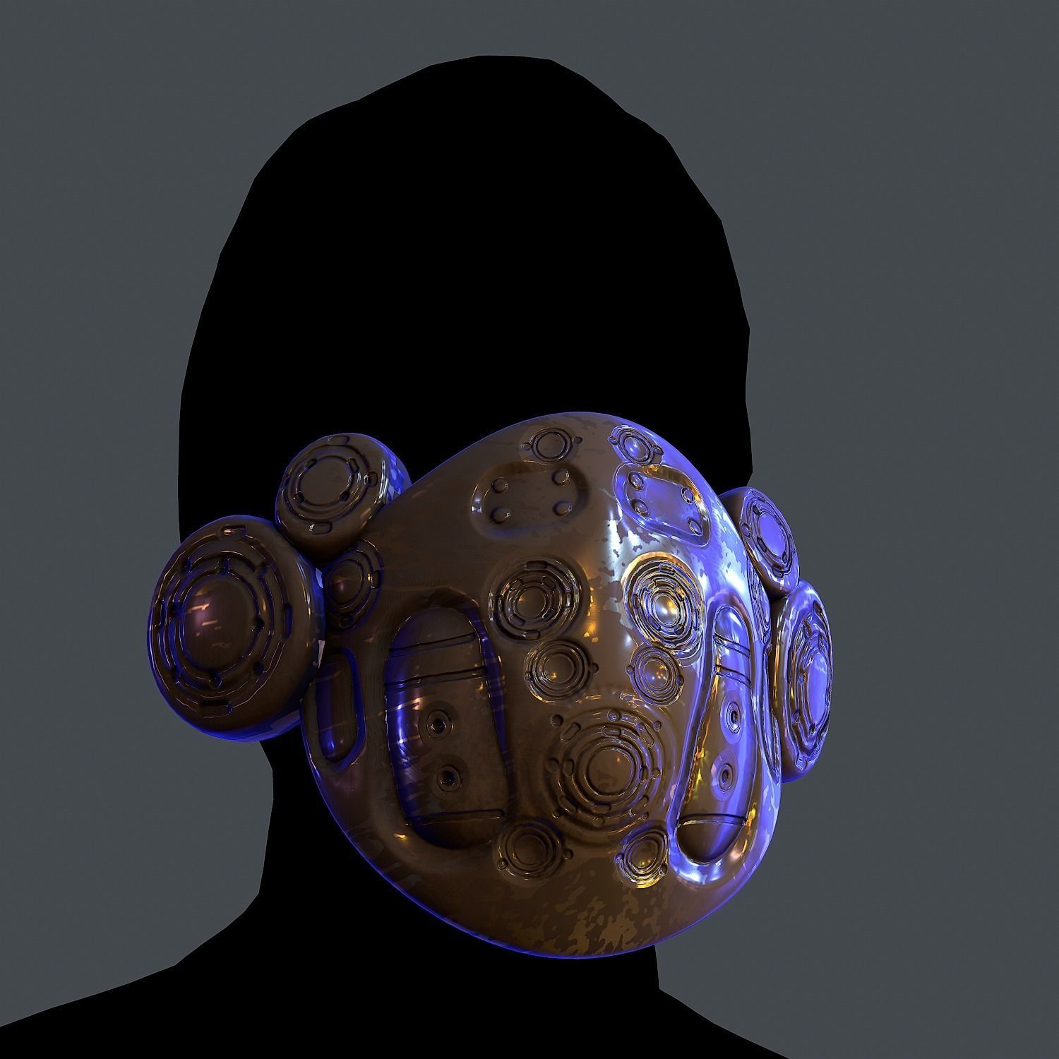 Gas mask helmet scifi Low-poly character art game space  Low-poly 3D model_4