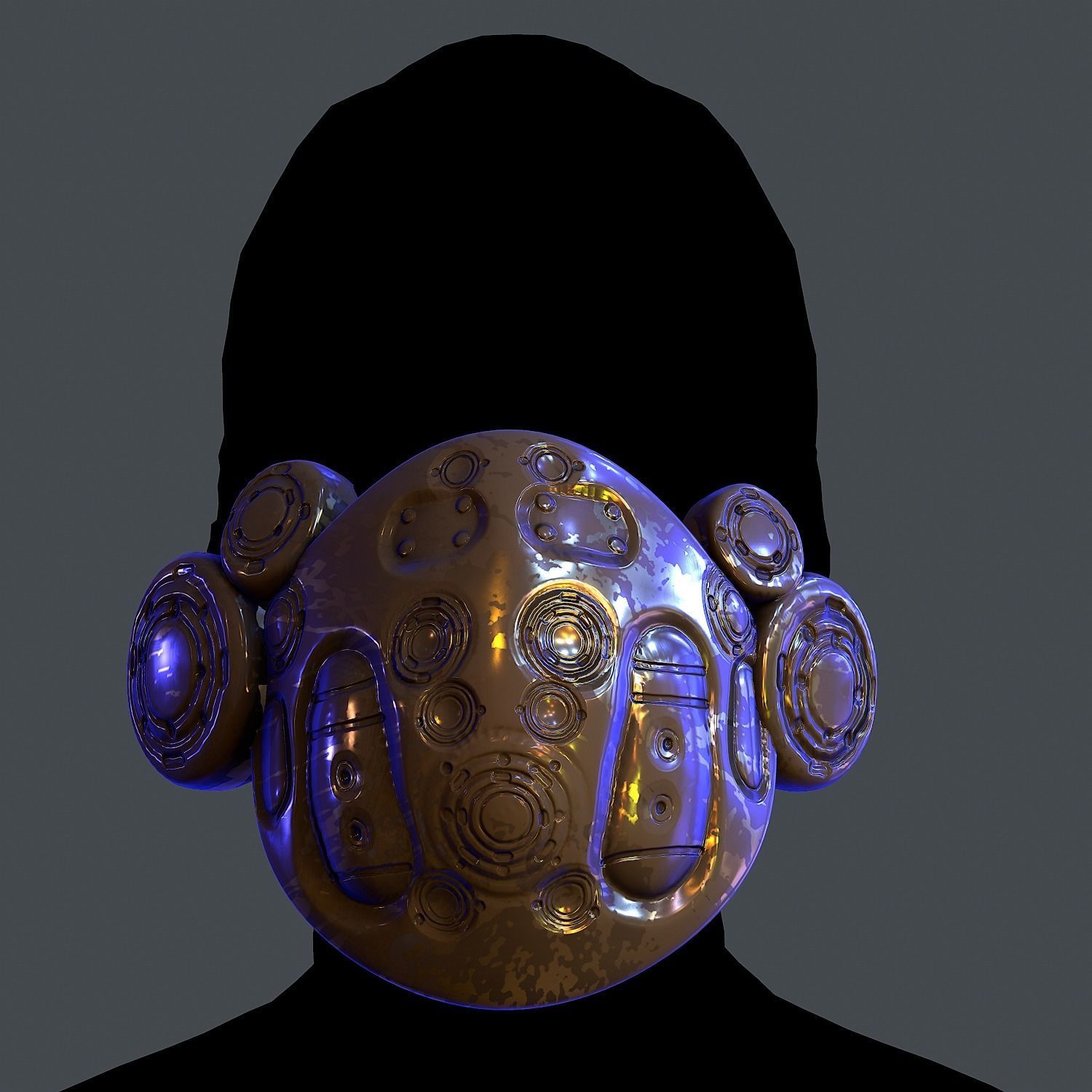 Gas mask helmet scifi Low-poly character art game space  Low-poly 3D model_3