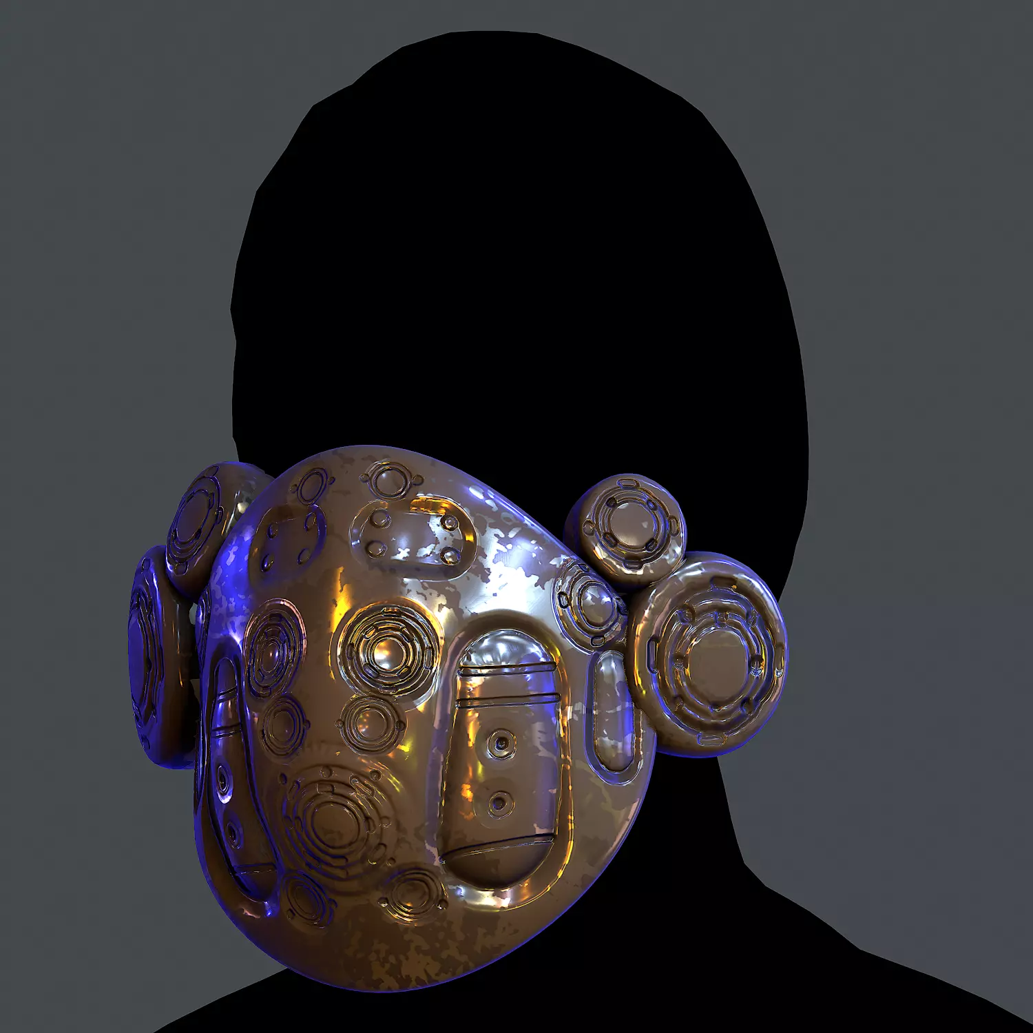 Gas mask helmet scifi Low-poly character art game space  Low-poly 3D model_0