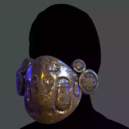 Gas mask helmet scifi Low-poly character art game space 