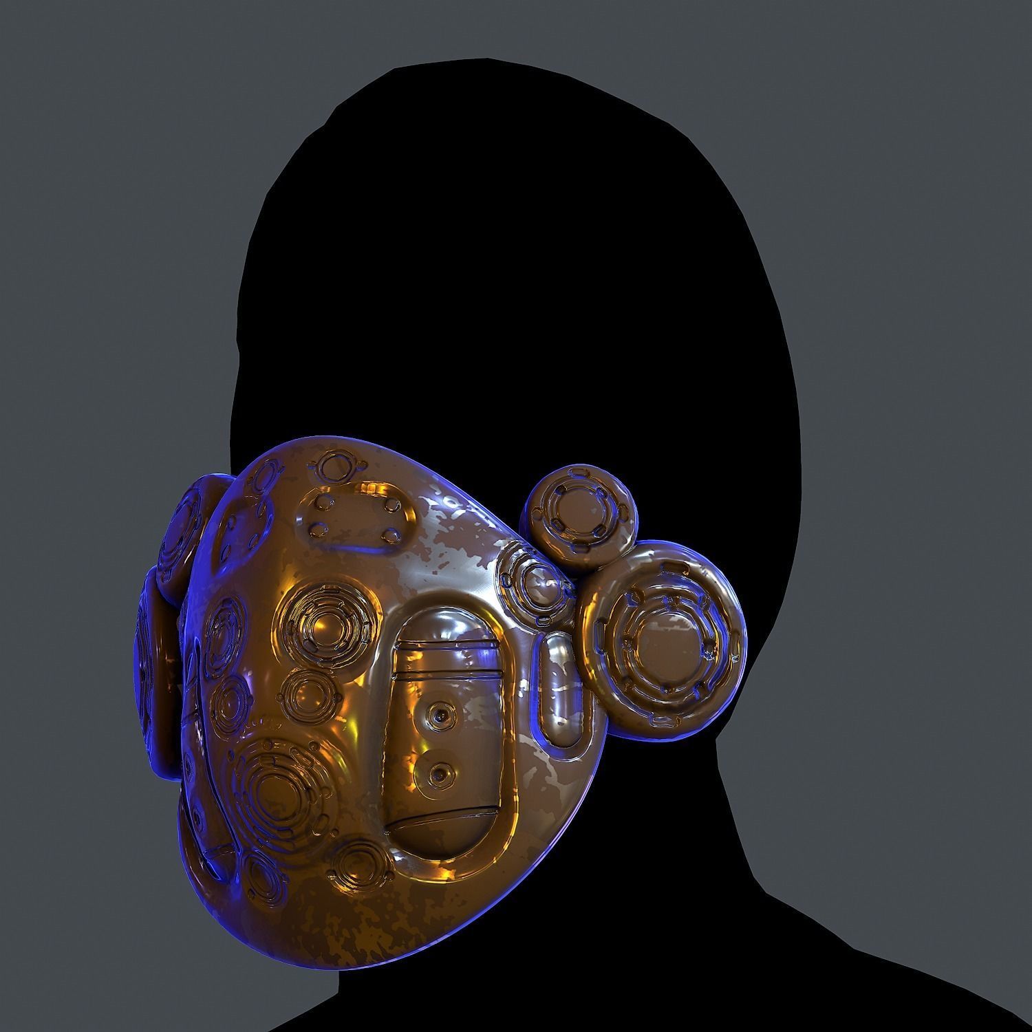 Gas mask helmet scifi Low-poly character art game space  Low-poly 3D model_2