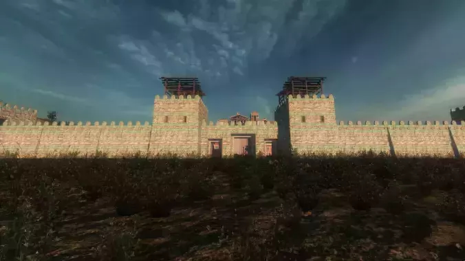 Low Polygon Ancient Greek City Walls Set