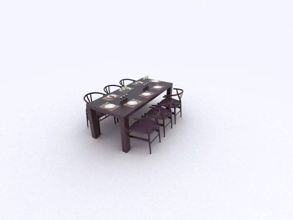 A set of dining tables  3D model_0