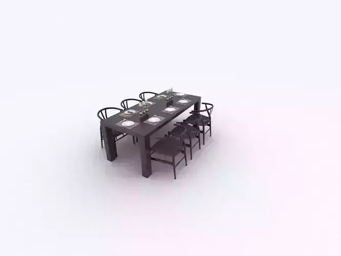 A set of dining tables  3D model