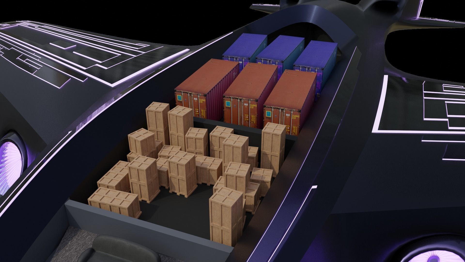 Luxury Cargo Plane Low-poly 3D model_13