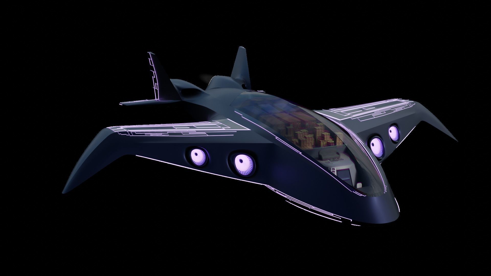 Luxury Cargo Plane Low-poly 3D model_4