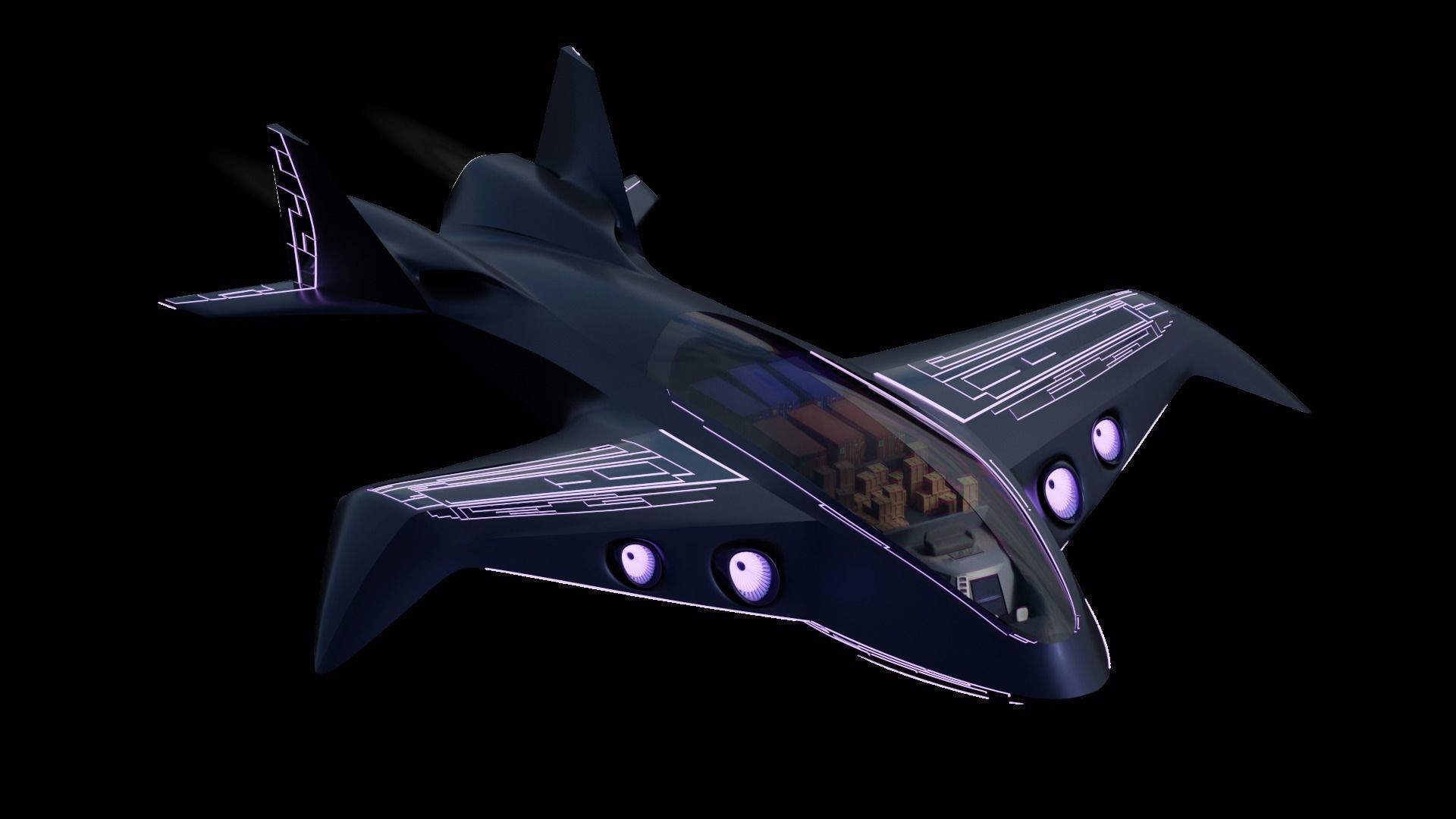 Luxury Cargo Plane Low-poly 3D model_9