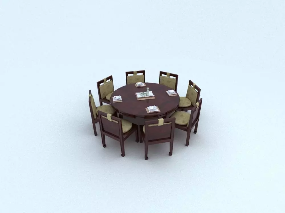 Small dining table 3D model_0