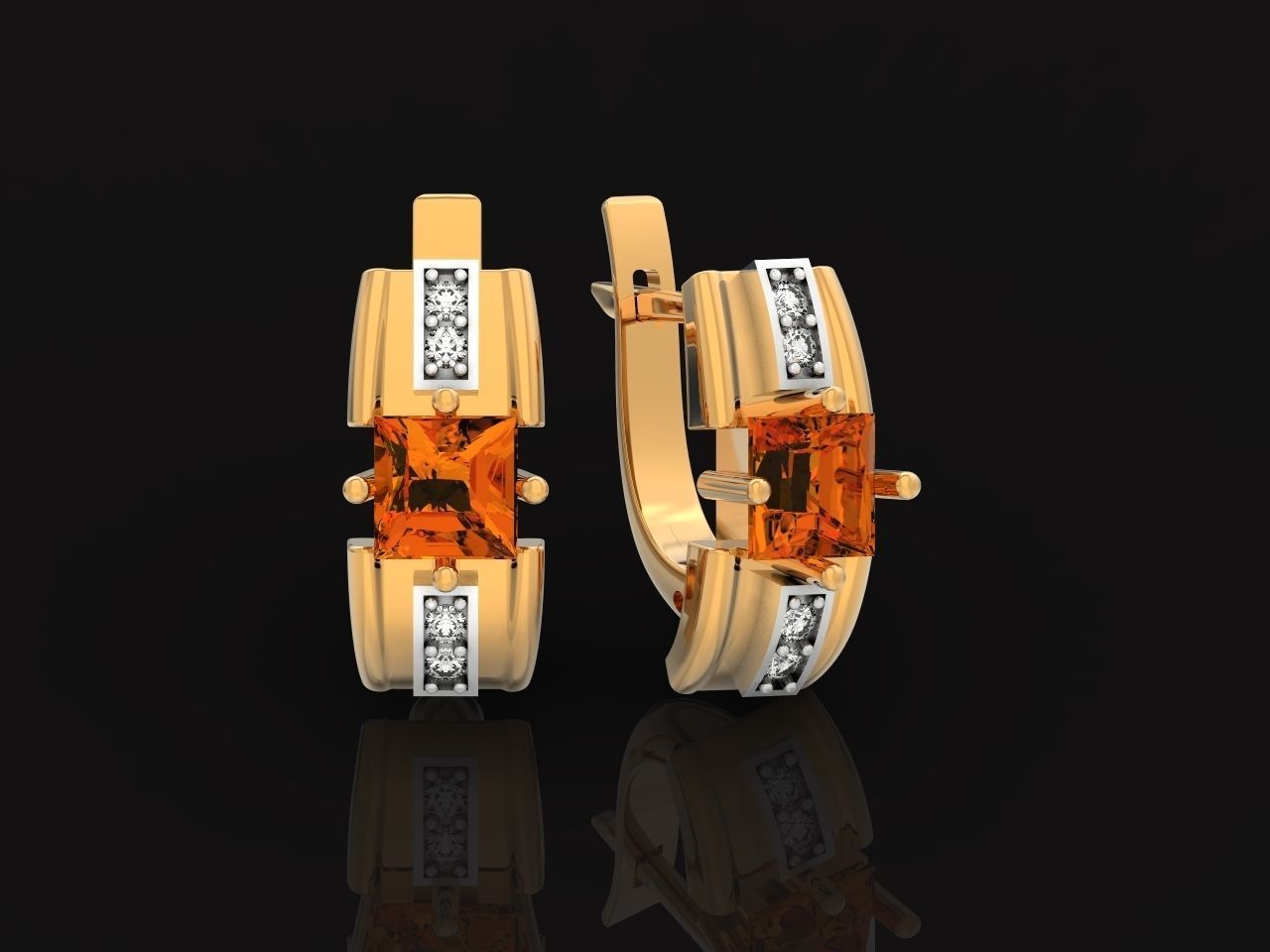 set stylish earrings and ring with emeralds and diamonds 408 3D Model Collection_78