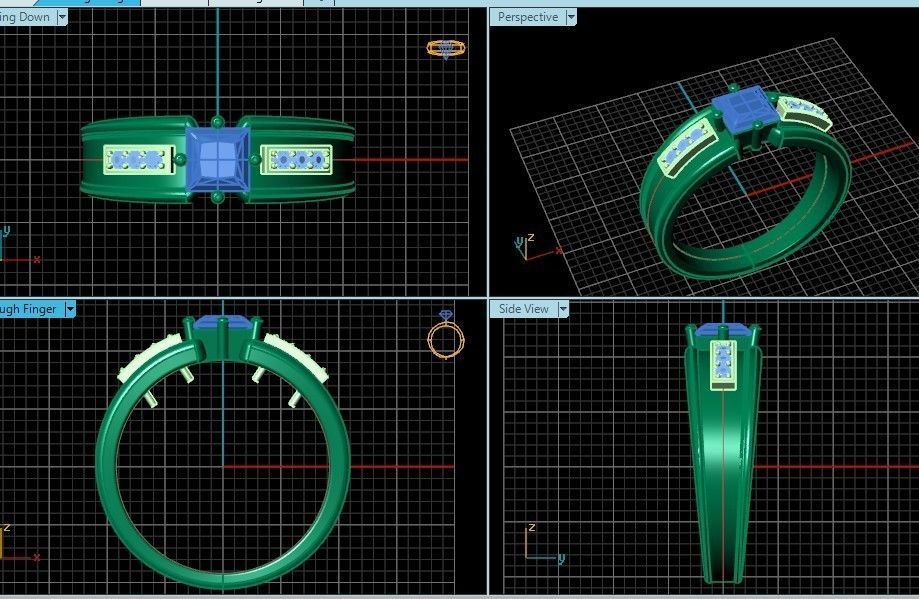 set stylish earrings and ring with emeralds and diamonds 408 3D Model Collection_65