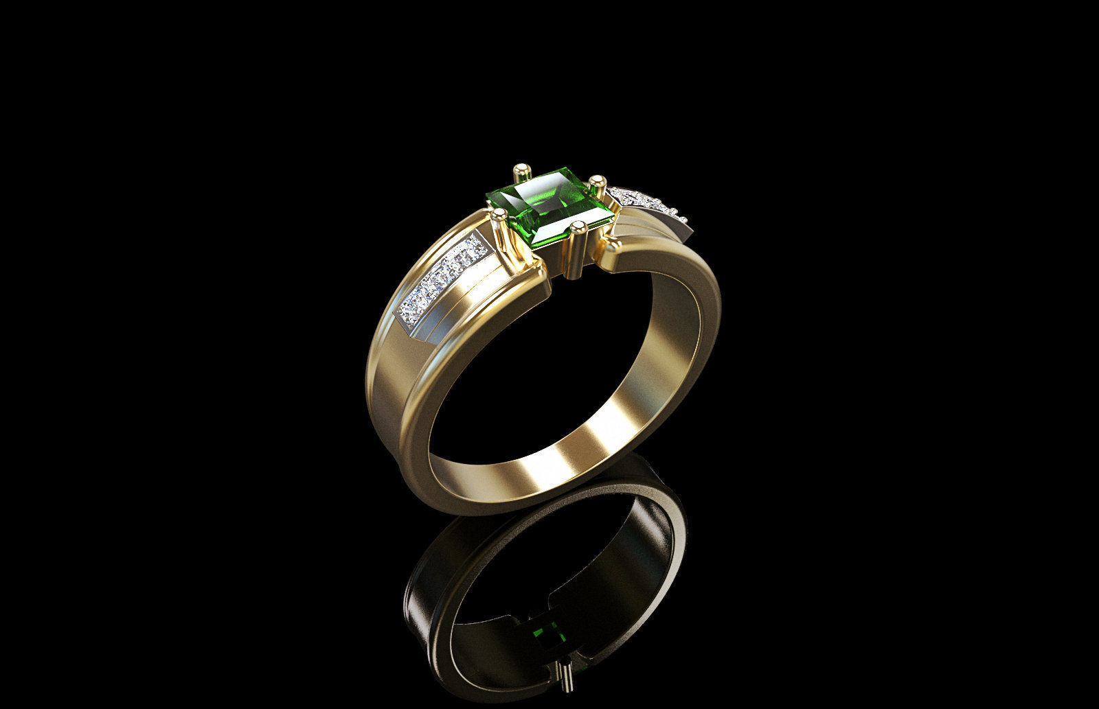 set stylish earrings and ring with emeralds and diamonds 408 3D Model Collection_27