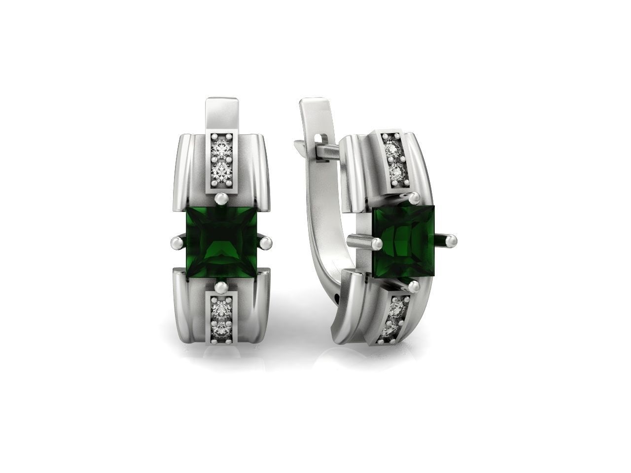 set stylish earrings and ring with emeralds and diamonds 408 3D Model Collection_86