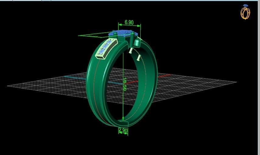 set stylish earrings and ring with emeralds and diamonds 408 3D Model Collection_24