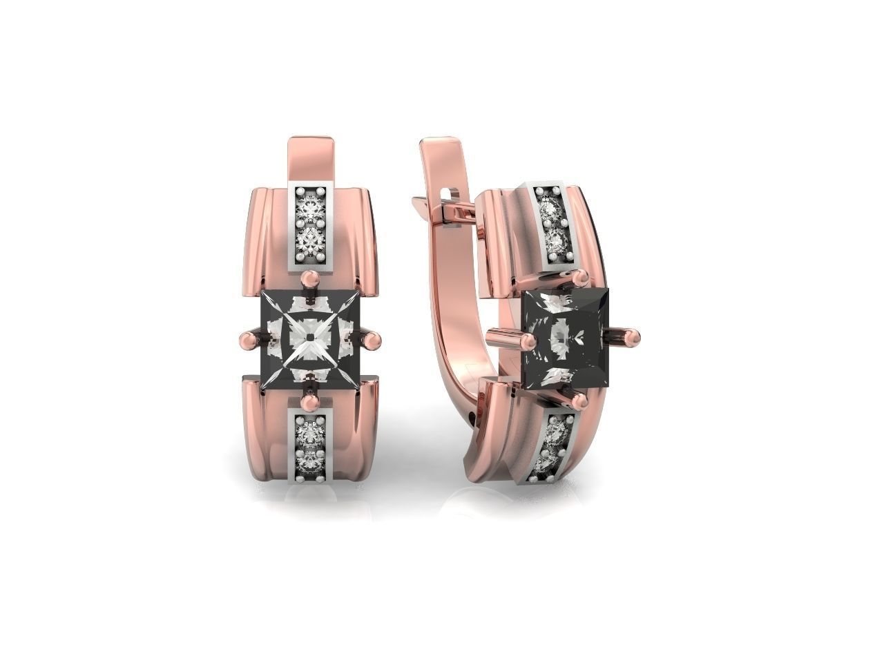 set stylish earrings and ring with emeralds and diamonds 408 3D Model Collection_85