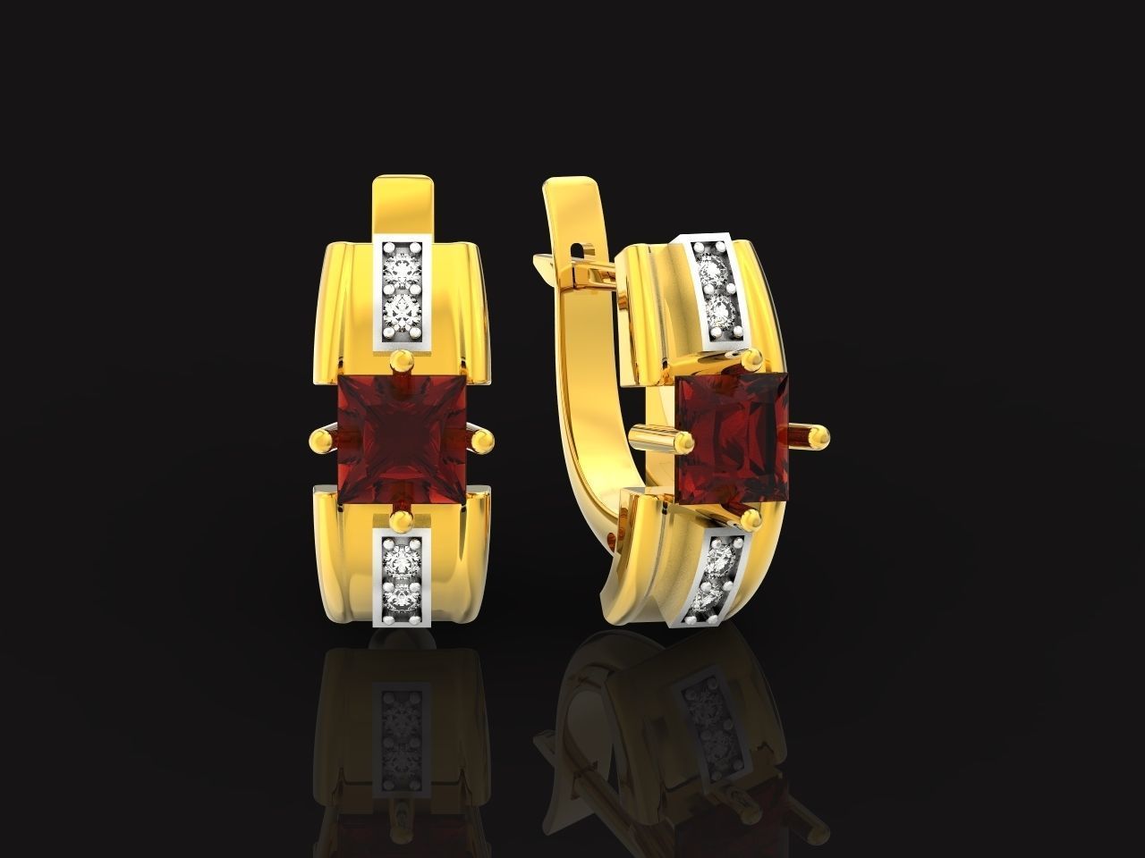 set stylish earrings and ring with emeralds and diamonds 408 3D Model Collection_83