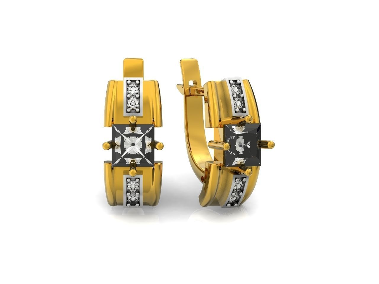 set stylish earrings and ring with emeralds and diamonds 408 3D Model Collection_71