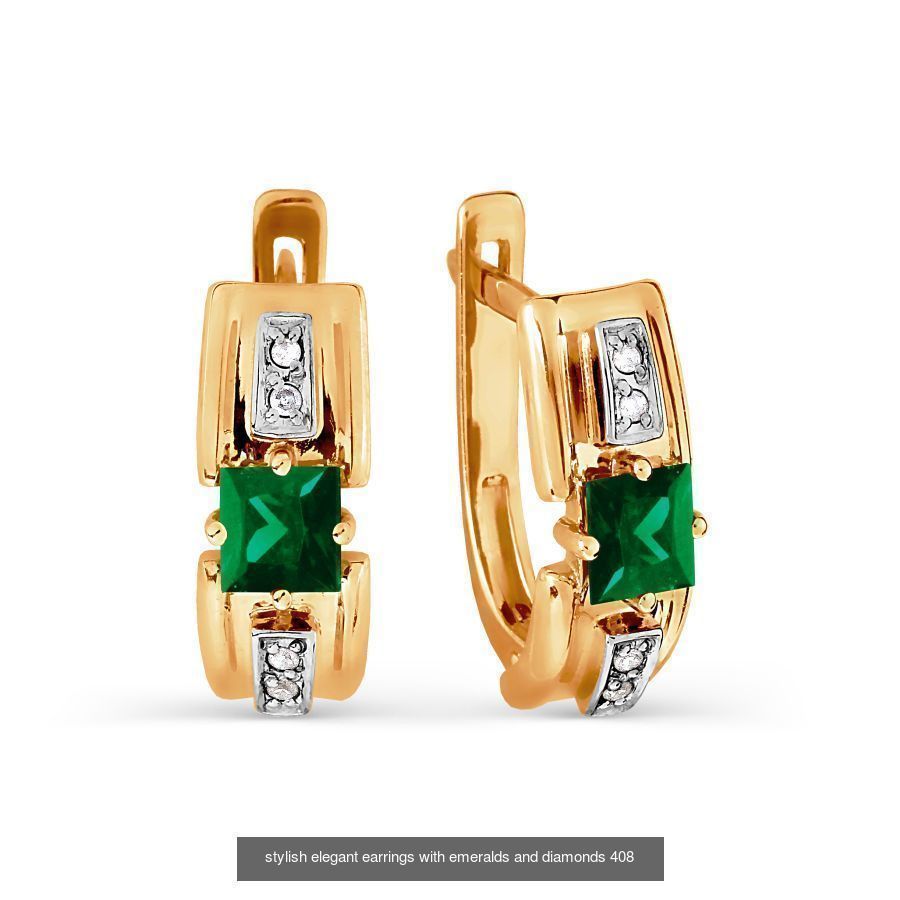 set stylish earrings and ring with emeralds and diamonds 408 3D Model Collection_2