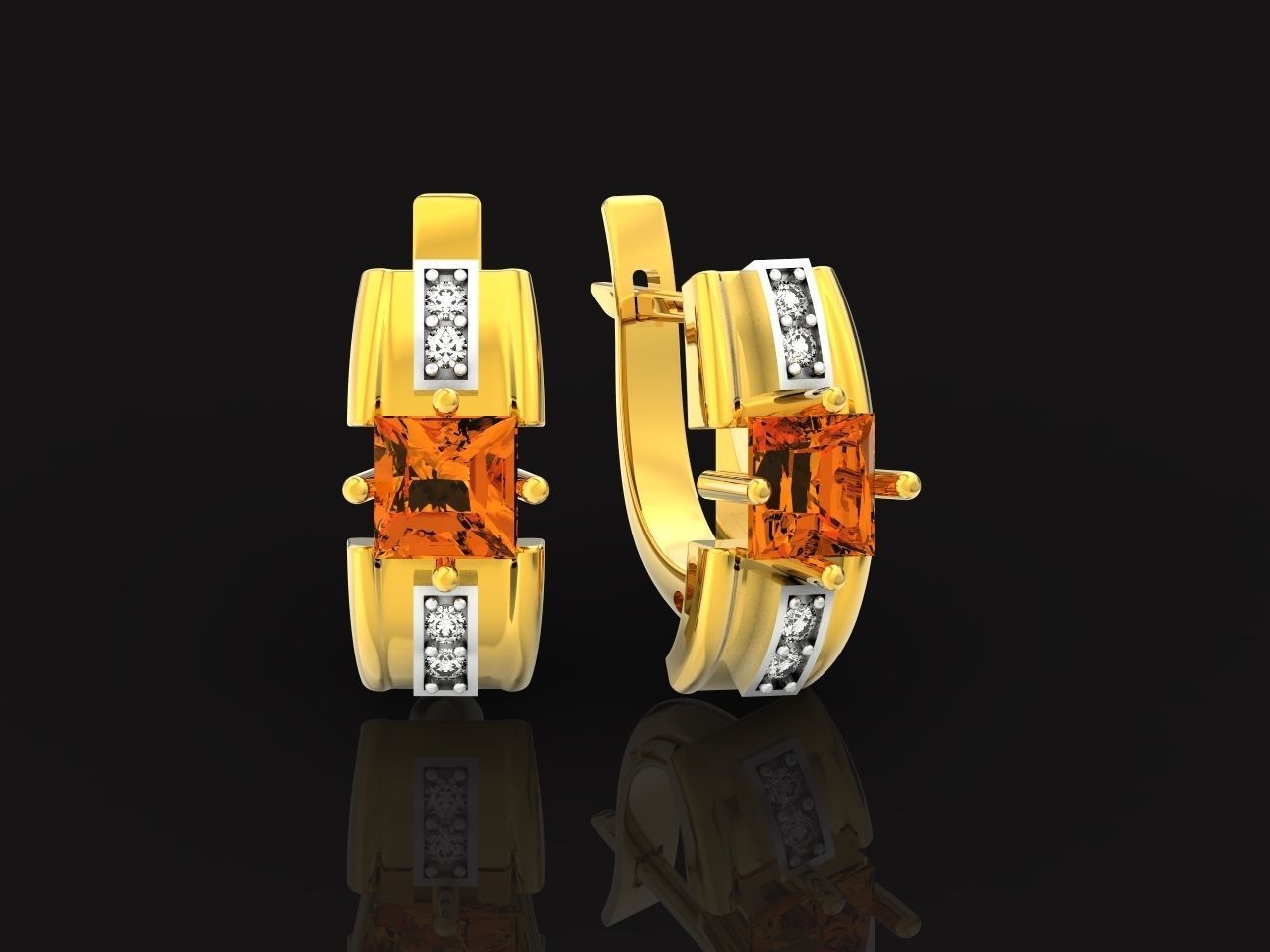set stylish earrings and ring with emeralds and diamonds 408 3D Model Collection_84