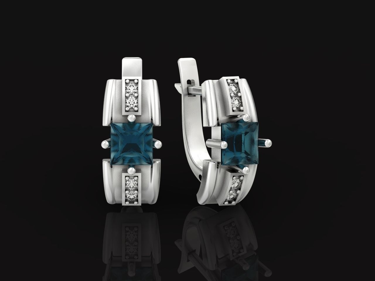 set stylish earrings and ring with emeralds and diamonds 408 3D Model Collection_88