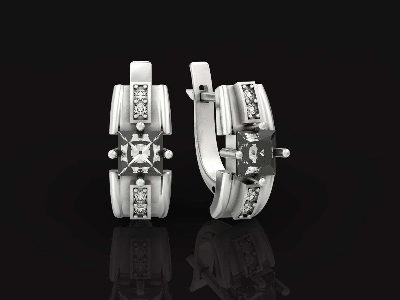 set stylish earrings and ring with emeralds and diamonds 408 3D Model Collection_59