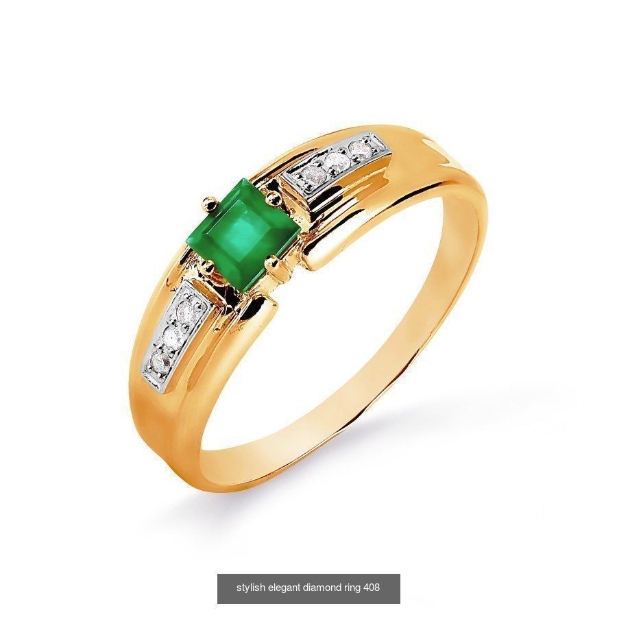 set stylish earrings and ring with emeralds and diamonds 408 3D Model Collection_3