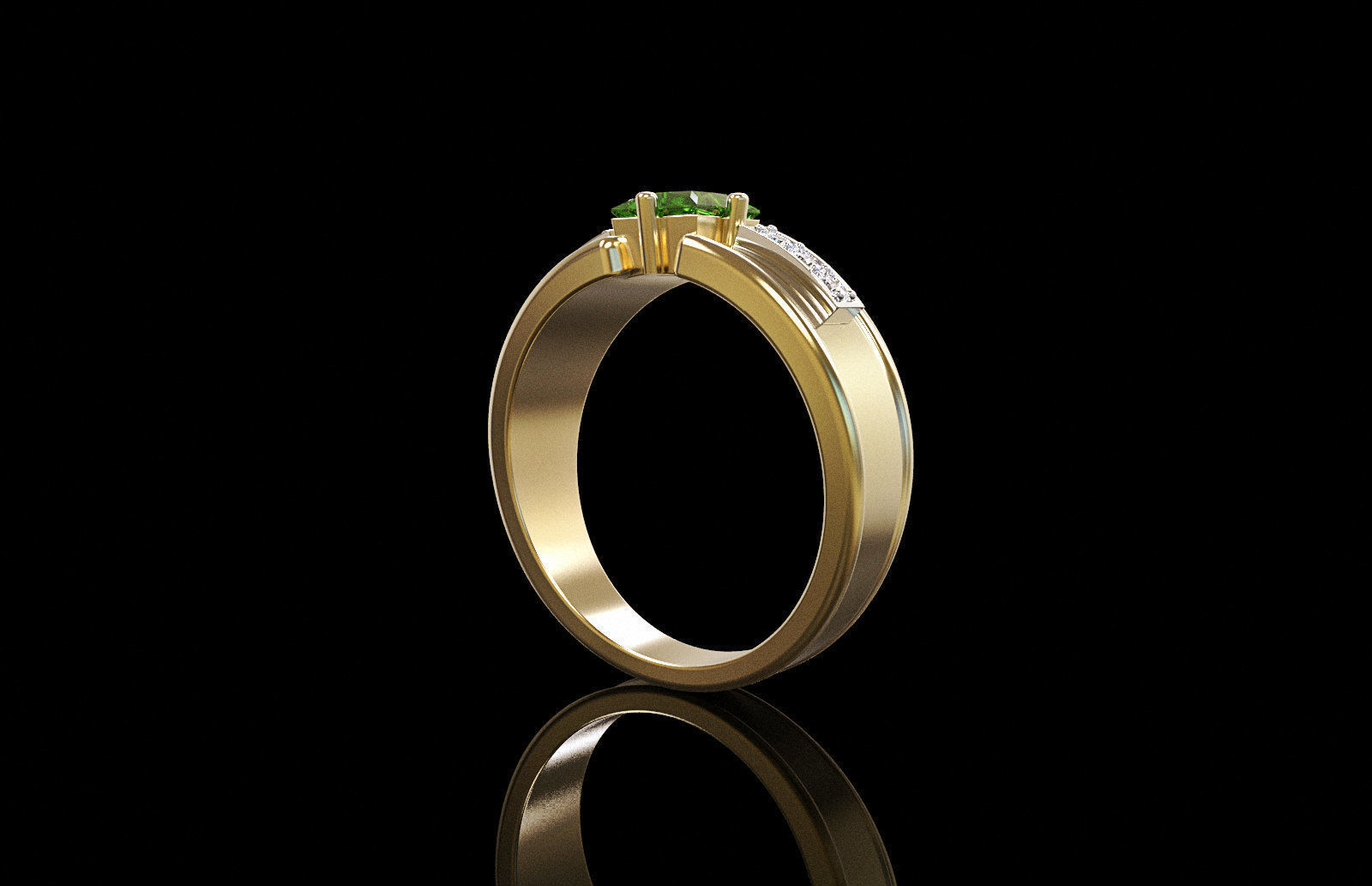 set stylish earrings and ring with emeralds and diamonds 408 3D Model Collection_34