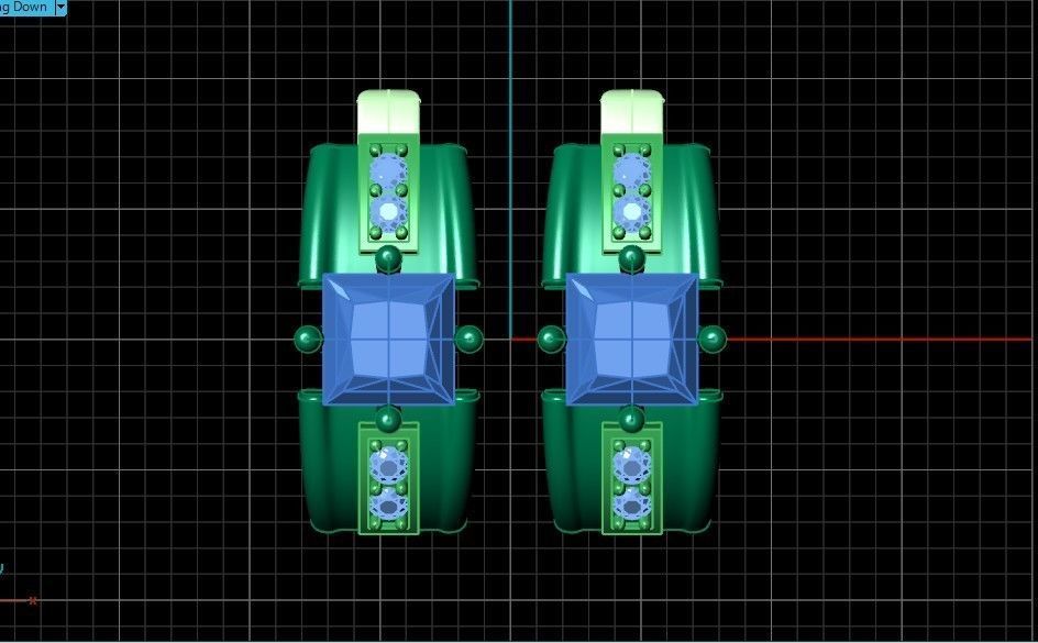 set stylish earrings and ring with emeralds and diamonds 408 3D Model Collection_11