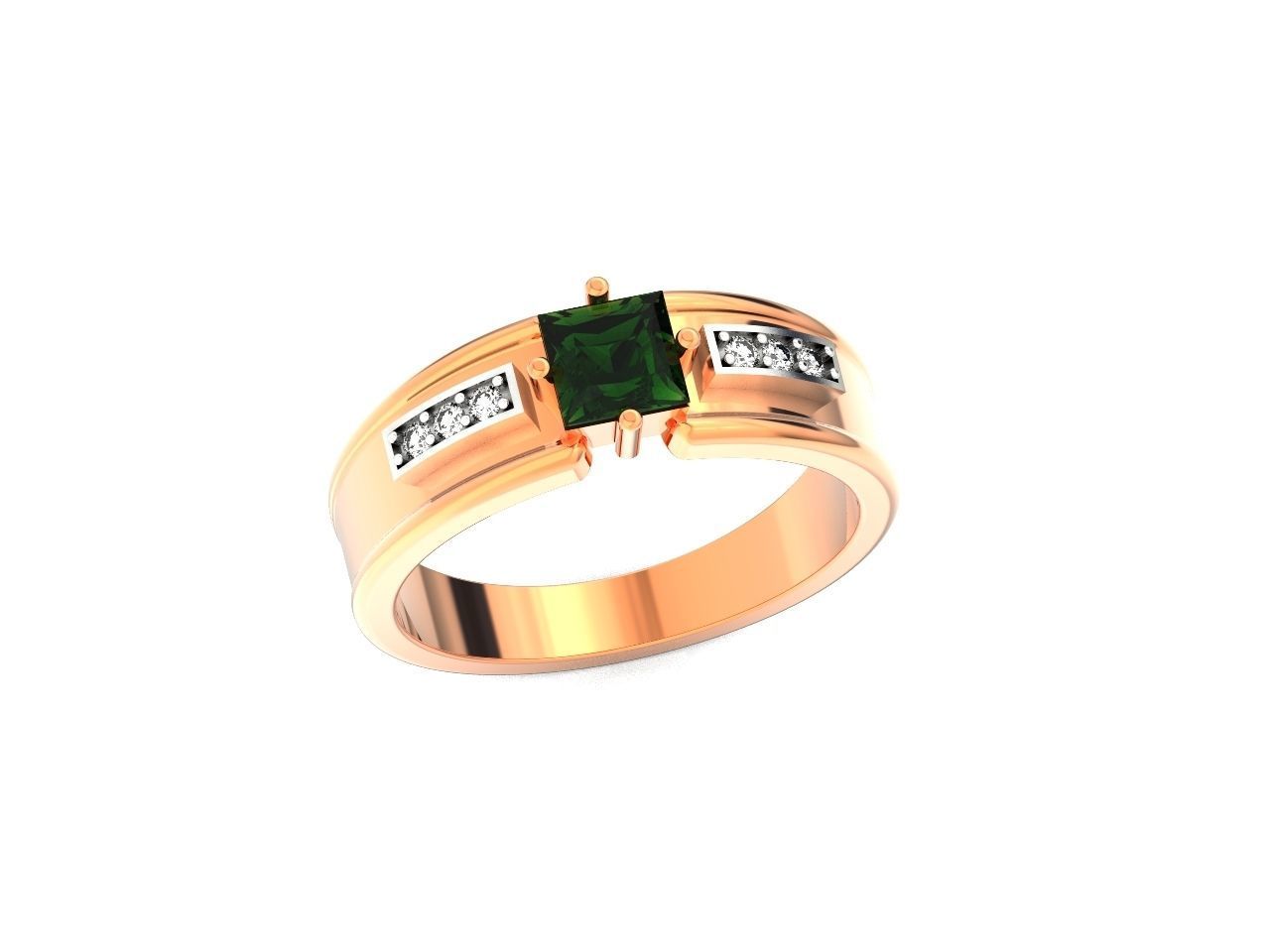 set stylish earrings and ring with emeralds and diamonds 408 3D Model Collection_57