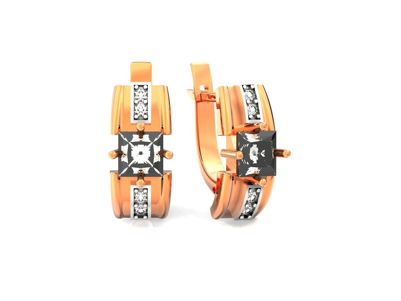 set stylish earrings and ring with emeralds and diamonds 408 3D Model Collection_63