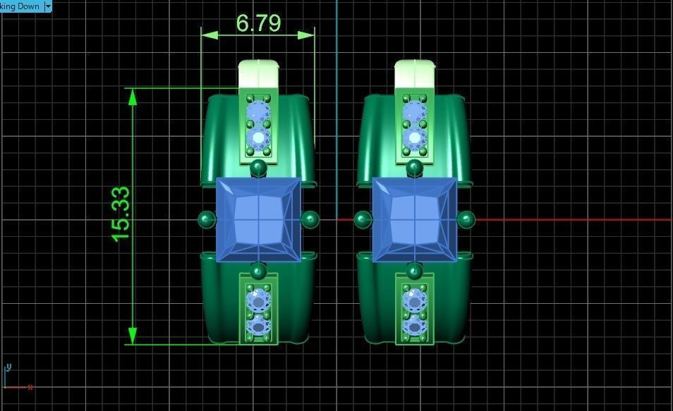 set stylish earrings and ring with emeralds and diamonds 408 3D Model Collection_8