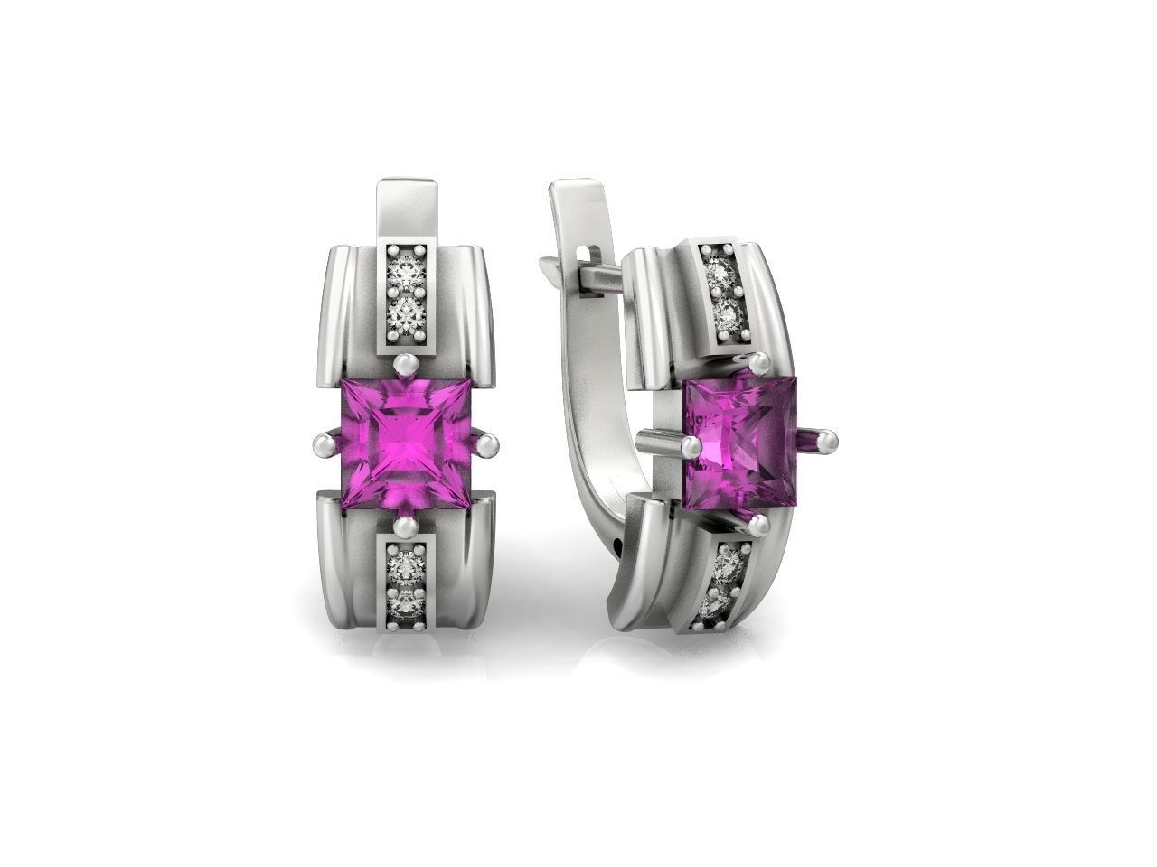 set stylish earrings and ring with emeralds and diamonds 408 3D Model Collection_58