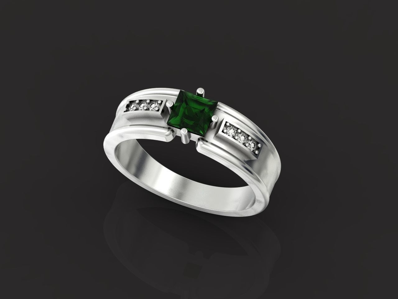 set stylish earrings and ring with emeralds and diamonds 408 3D Model Collection_77