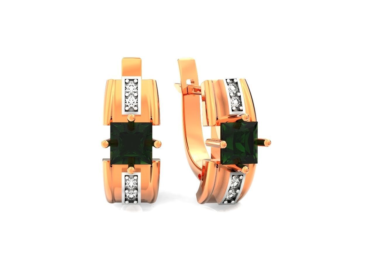 set stylish earrings and ring with emeralds and diamonds 408 3D Model Collection_89