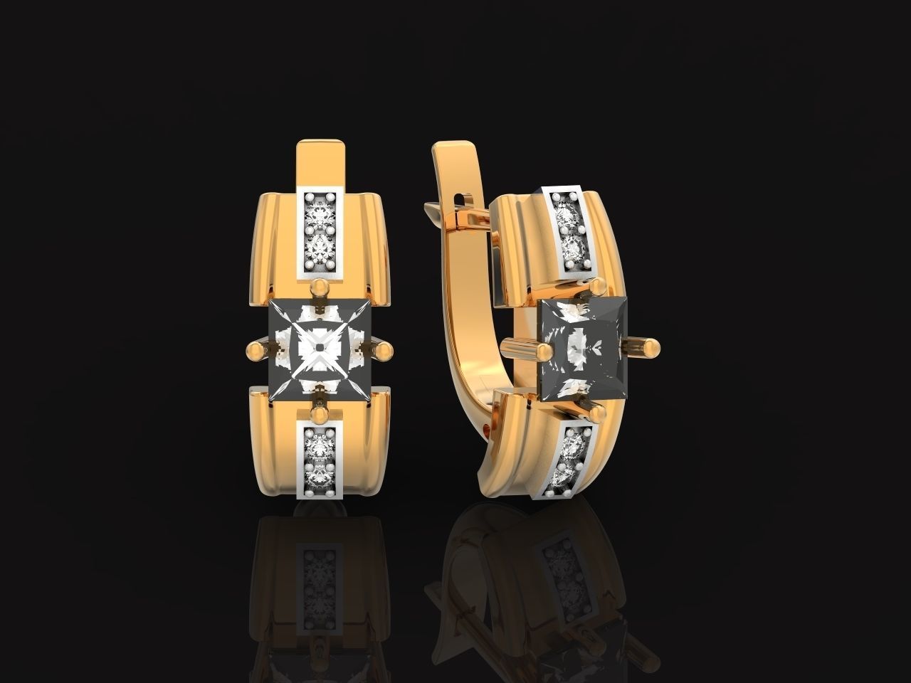 set stylish earrings and ring with emeralds and diamonds 408 3D Model Collection_87