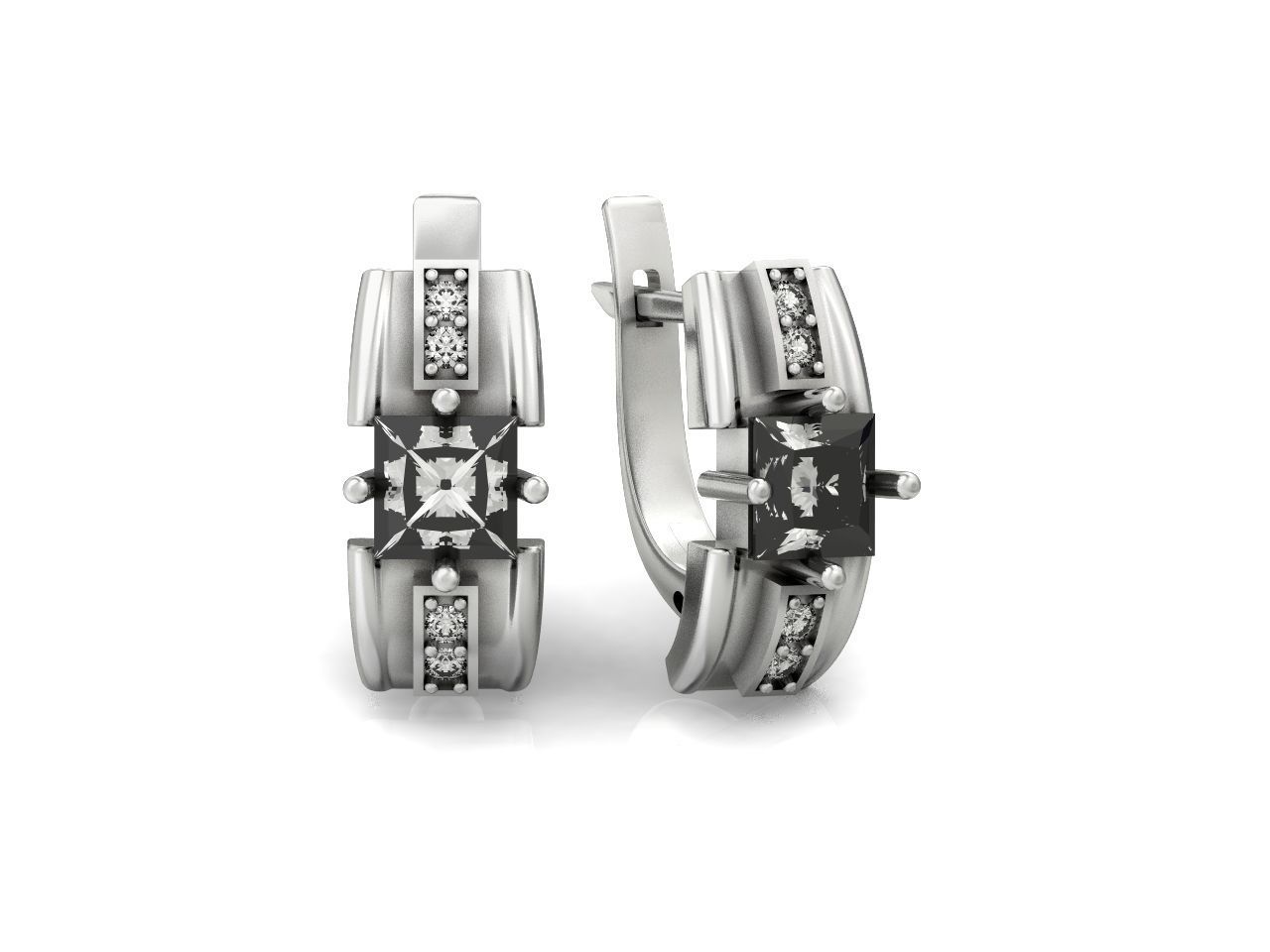 set stylish earrings and ring with emeralds and diamonds 408 3D Model Collection_70