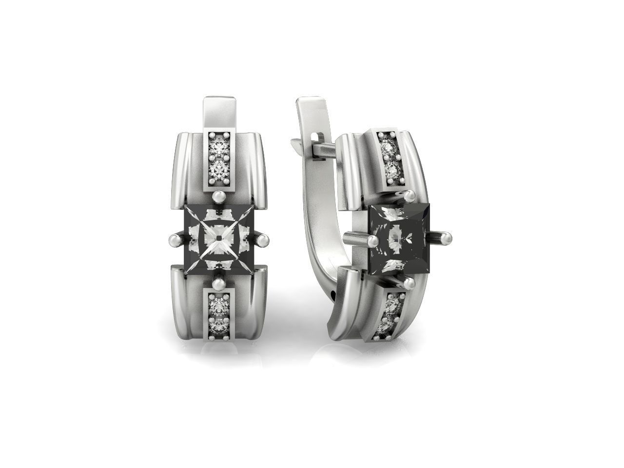 set stylish earrings and ring with emeralds and diamonds 408 3D Model Collection_68