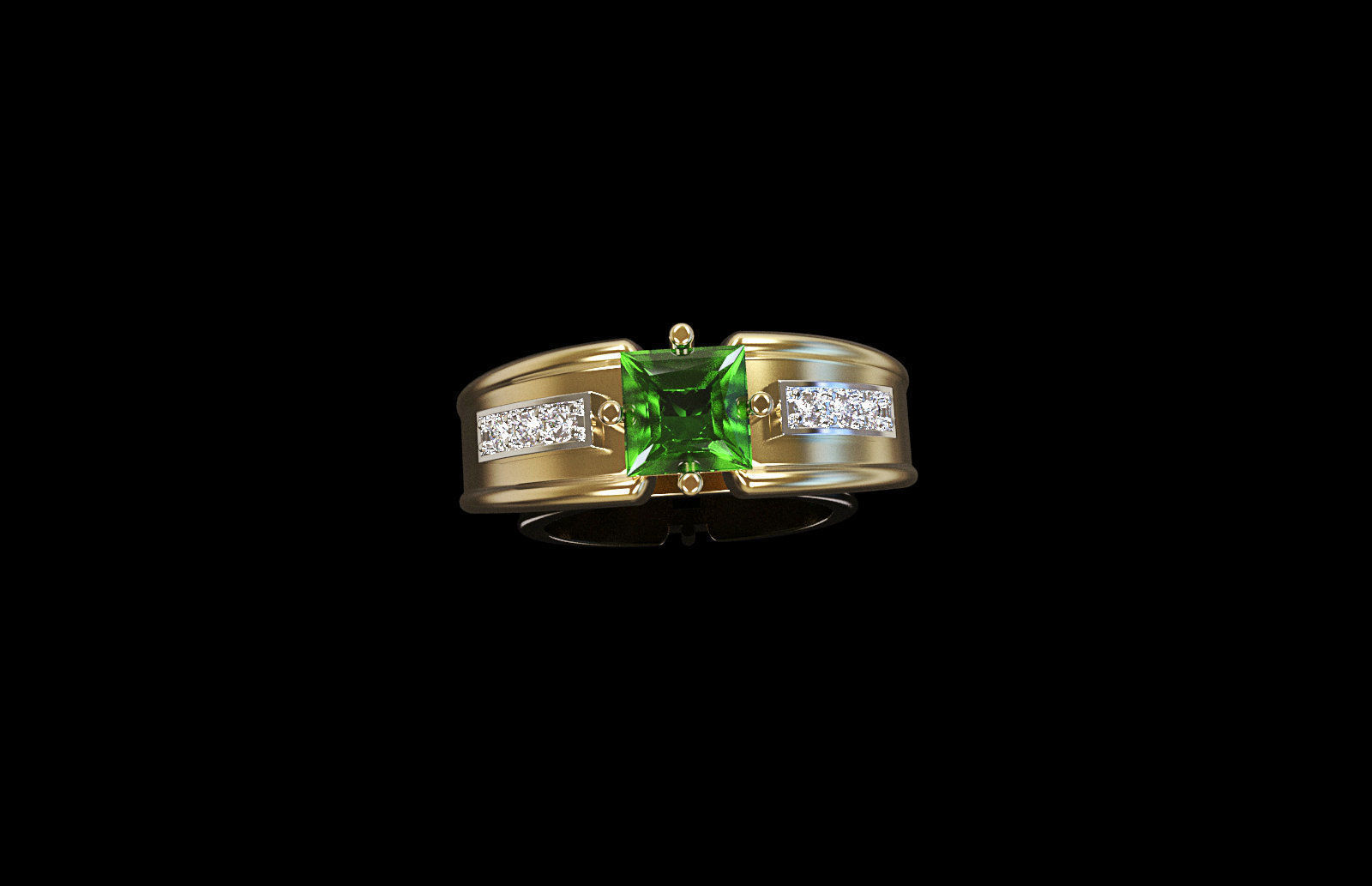 set stylish earrings and ring with emeralds and diamonds 408 3D Model Collection_23