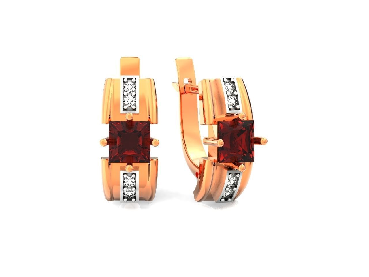 set stylish earrings and ring with emeralds and diamonds 408 3D Model Collection_76